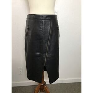 Michelle Mason Asymmetrical Zippered Pencil Skirt Leather